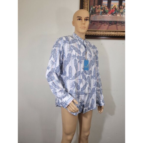 Caribbean Mens Shirt Size XL Long Sleeve Button Up White Linen Blend. NWT 37 - Picture 4 of 11